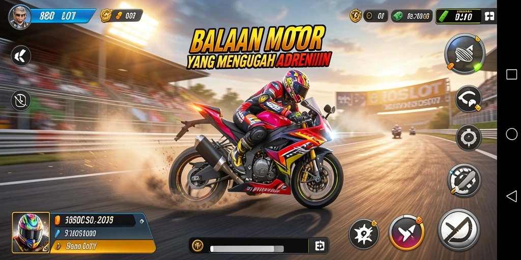 Gameplay seru dan menegangkan dari 180SLOT saat balapan motor.