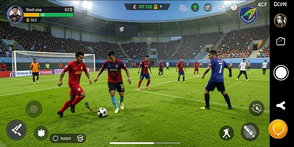 Tangkapan layar 6CF menampilkan aksi seru di lapangan sepak bola.