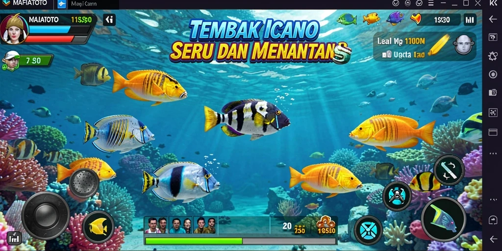 Tampilan gameplay MAFIATOTO dengan aksi Tembak Ikan yang seru.
