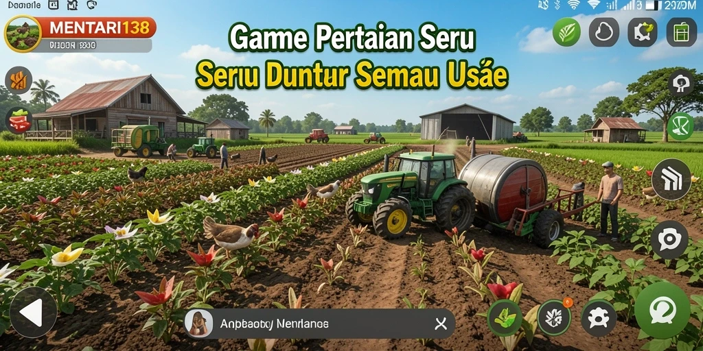 Tangkapan layar MENTARI138 menunjukkan gameplay bertani yang menarik.