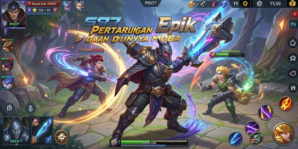 Tangkapan layar dari gameplay seru PSG77 dalam pertarungan MOBA.