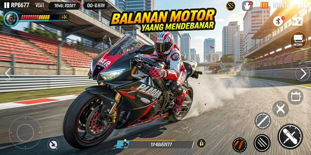 Tampilan grafis mendebarkan dari gameplay Motor Racing.