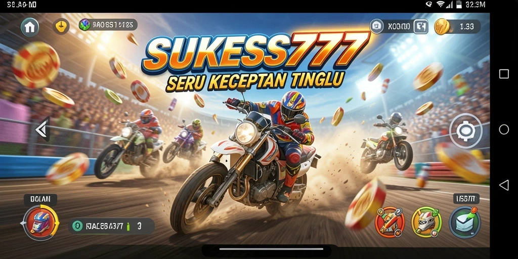 Tampilan aksi balapan menegangkan dalam SUKSES777